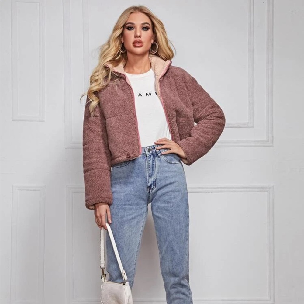 Drawstring Hem Teddy Jacket - Picture 4 of 7